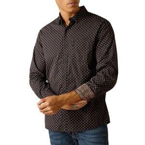 Ariat Men's MED Long Sleeve Modern Fit Mitchell Beer Print Button Shirt - Phanto